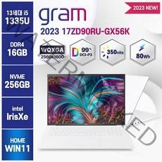 [한컴오피스/ 무선마우스 증정 ] LG 2023 그램17 17ZD90RU 13세대 인텔 i5 노트북, 화이트, 코어i5, 256GB, 16GB, WIN11 Home
