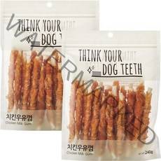 강아지 Think your dog teeth 스틱 치킨우유껌 240g 24p, 2개, 치킨