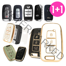 바이어블 1+1 기아 차량용 TPU 풀커버 키케이스 키홀더 / 모닝 레이 쏘렌토 K3 K5 K7 쏘울 모하비 스포티지, 05. 7버튼 D타입 (VA-TA24), 블랙골드, 블랙골드