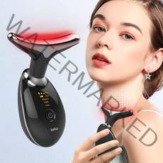 keka 갈바닉 얼굴 목 마사지기 45도 온열 LED EMS미세전류 이온도입 감응식 음파 진동 USB충전식, keka-4002블랙