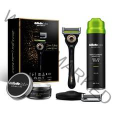 질레트 딥클렌징바 블랙앤골드 면도기 + 여분날 + 쉐이브젤 + 모이스처라이져 + 스탠드 세트 리미티드 에디션, 1세트