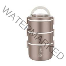 THNJ 스텐 대용량 보운도시락+보온가방+수저세트, 4단, 커피