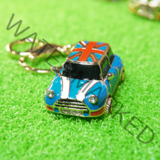 더웨스트 유니언잭 미니쿠퍼 키링 열쇠고리 키홀더, 블루