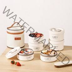 LUCKY 도시락통 직장인 보온도시락 전자레인지예쁜 런치박스, 2단-집열 보온형, 흰색