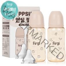 퍼기 PPSU 토끼 공룡 안심 젖병 트윈팩 2단계 2종 세트, 280ml, 토끼, 공룡, 1세트