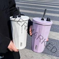 세계일주 TYESO 텀블러/콜드컵 600ml 스테인리 스보온보냉커피 잔+스테인리스빨대+세척솔 포함 BGVD-VDF63200R, 보라색