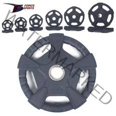 포스스포츠 5구핸들 고무 중량원판(50mm) 1.25kg~20kg/바벨/플레이트/역기봉/중량봉, (중량원판)15kg_1개