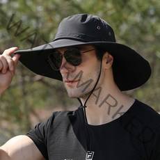 [랄라닷] 12cm 와이드 챙 남자 등산모자 부니햇 정글모 방수 캠핑 모자 챙모자, 블랙