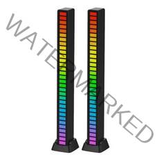 고릴라 뮤직반응 이퀄라이저 RGB 게이밍 네온 조명 데스크셋업, 블랙 2개