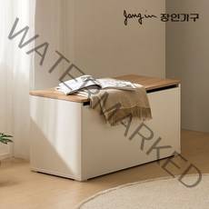 장인가구 밀튼 현관 벤치수납장 800, 크림화이트, 크림화이트