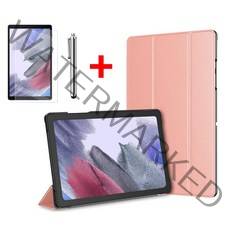 갤럭시탭A7 라이트 Lite 8.7 슬림 북커버 케이스 스탠드+액정필름+터치펜 SM-T220N T225N 케이스나라, 로즈골드, 기본 케이스