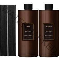쿤달 퍼퓸 디퓨저 리필 500ml 2p + 섬유스틱 14p 세트, 소프트솝, 1세트