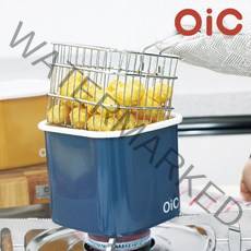 OIC 뚜아 인덕션 튀김냄비 캠핑 튀김팬 튀김망 세트, [세트2] 워셔블 블루 + 튀김망