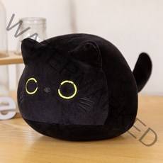 검은 고양이 던지기 베개 봉제 인형 장난감 귀여운 동물 박제 액세서리 생일 선물 9 cm 25 cm 40 cm 55cm, Black, 9cm