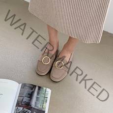 여성용 골드링 스웨이드 로퍼 3.5cm