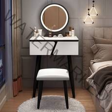 Montheria 현대적인 북유럽 화장대 LED 화장대 수납장 +네모난 의자 A598-09, 화이트LED 60cm의자 포함
