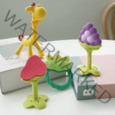 앙쥬 베스트 치발기 2종 (선택) + 케이스 2p + 집게홀더 2p 세트, 기린+3D딸기