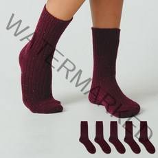 노디자인 여성용 울 골지 니트 양말 5켤레 세트