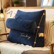 쉼표플러스 대형 삼각 등받이 쿠션 + 다리베개 세트, 네이비