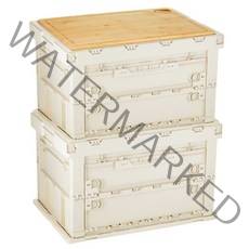 까사마루 대용량 캠핑 폴딩박스 75L 2P + 원목 상판 1P, 아이보리(폴딩박스), 1세트