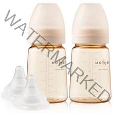 마더케이 베이직 PPSU 젖병 180ml 트윈팩 + 젖꼭지 2p 세트, 크림, 2개