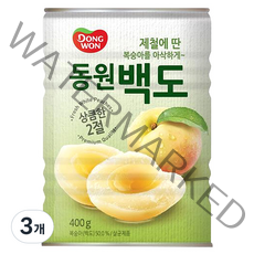 동원 백도 복숭아 통조림, 3개, 400g