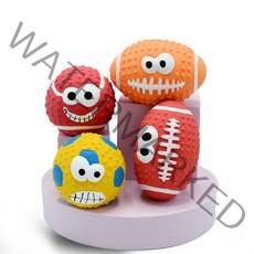 PETCA 강아지 라텍스 삑삑이 캐릭터 공 4종 세트, 야구공 레드, 축구공 옐로우, 럭비공 오렌지, 럭비공 레드, 1세트