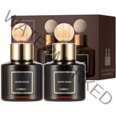 쿤달 퍼퓸 차량용 디퓨저 75ml 2개 + 우드볼스틱 2개, 화이트머스크향, 1세트