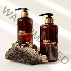 홈스토킹 베이직 심플 욕실 디스펜서 샴푸통 500ml, 1개, 브라운 골드 /볼드폰트 /SHAMPOO