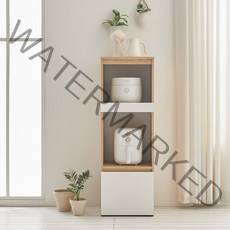 린츠 LPM 400 틈새 수납장 렌지대 KMN013C, 오크화이트